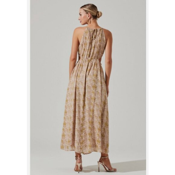 💕ASTR💕 Mid Cutout Sleeveless Maxi Dress ~ Green Watercolor Medium M NWT - Picture 7 of 16